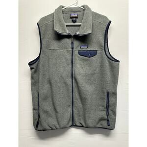 Patagonia Synchilla Mens Vest Full Zip Gray Blue Fleece Zip Pockets XL